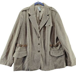 Together Womens Coat Beige Size 22W Polyester Blend Button Close Pockets Buckle